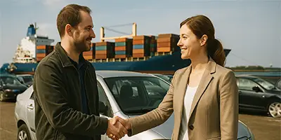 Erfolgreiche Verkauf von einem Auto an den Export